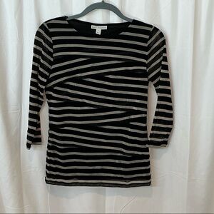 Dana Buchman Black and Gray Striped Blouse- Size Small